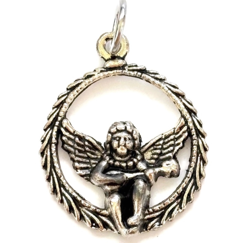 As Low as $2 Silver Tone Framed Cherub Pendant 25mm x 34mm (1)